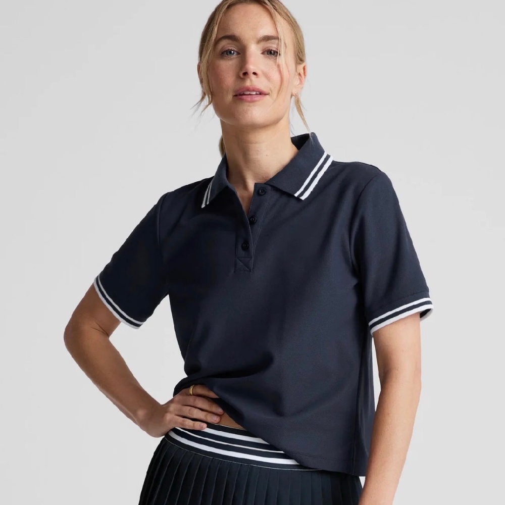 Beyond Yoga Country Club Polo Tee- Nocturnal Navy